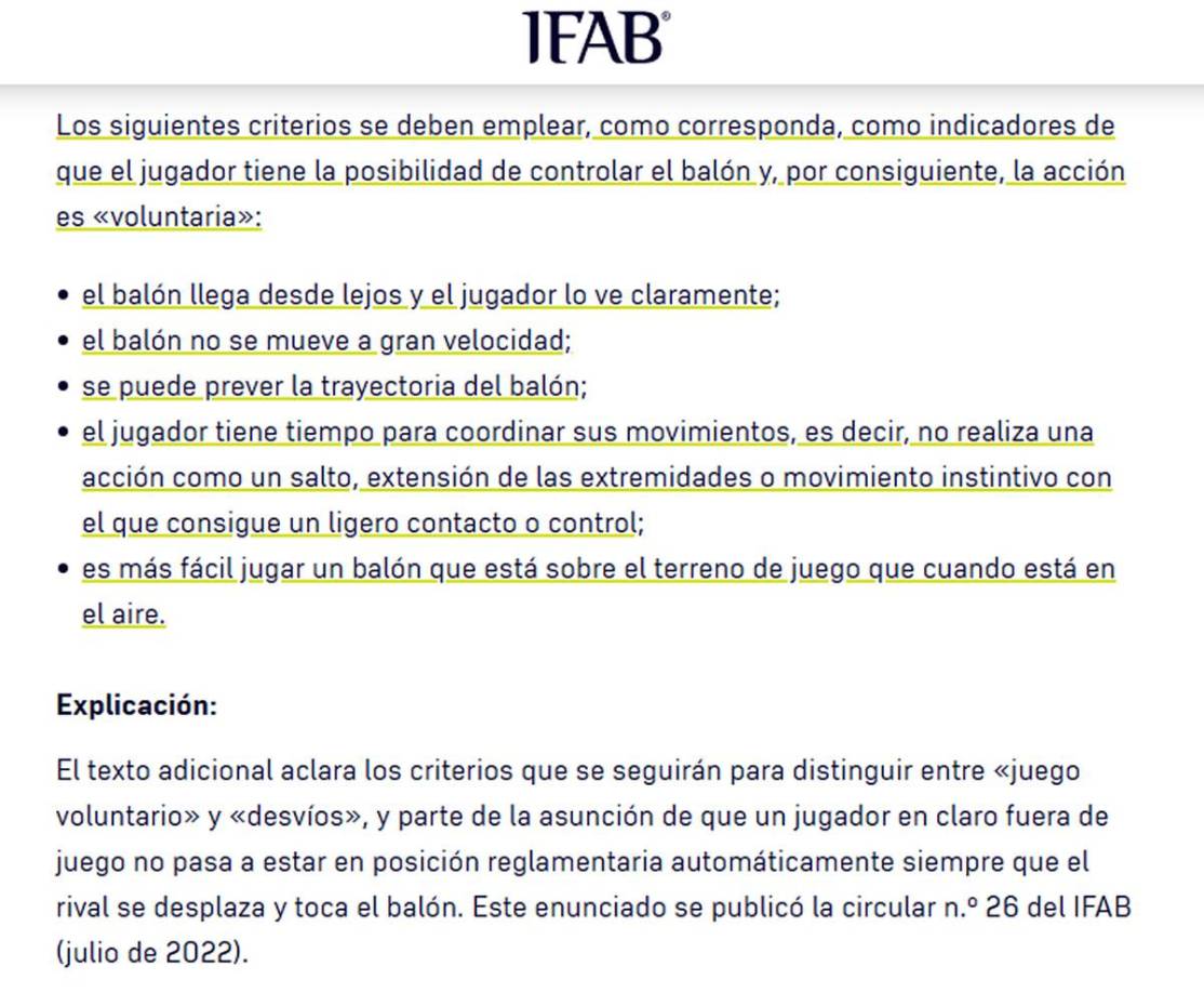 Así cierra la explicación la International Board de la nueva norma de los fuera de juegos.