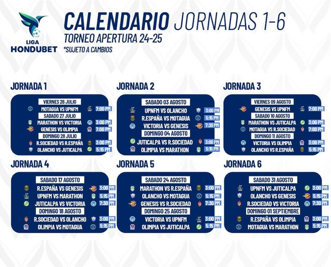 Liga Nacional define calendario del Apertura 2024: la primera jornada con un derbi