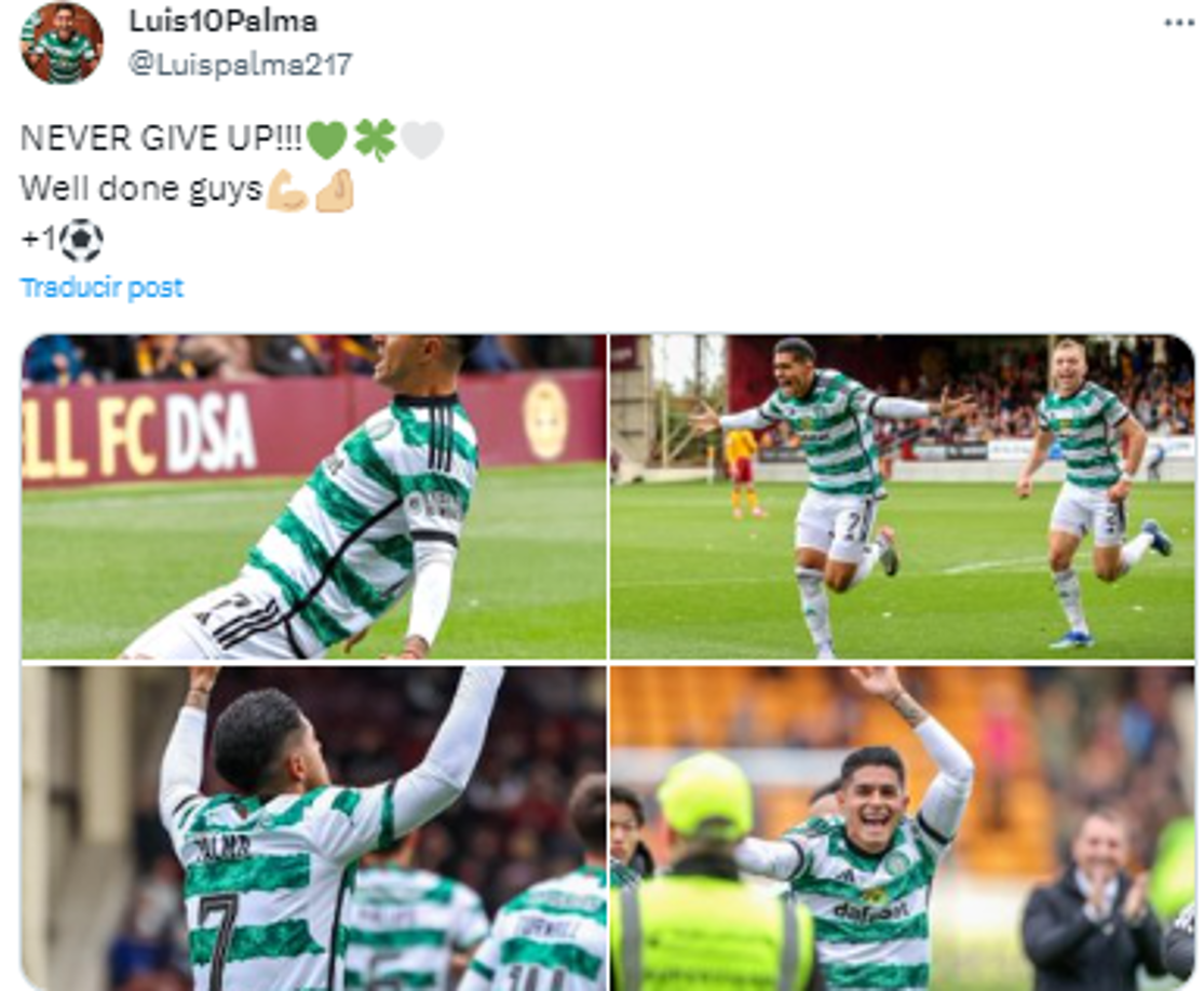 El mensaje de Luis Palma tras su golazo con el Celtic: “No rendirse nunca”