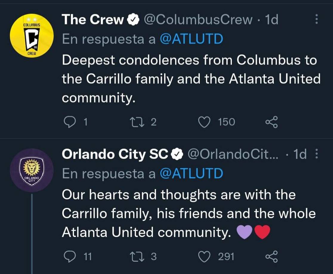 Clubes como el Columbus Crew y el Orlando City se unieron las muestras de pesar por la trágica muerte del joven jugador hondureño Christian Carillo.
