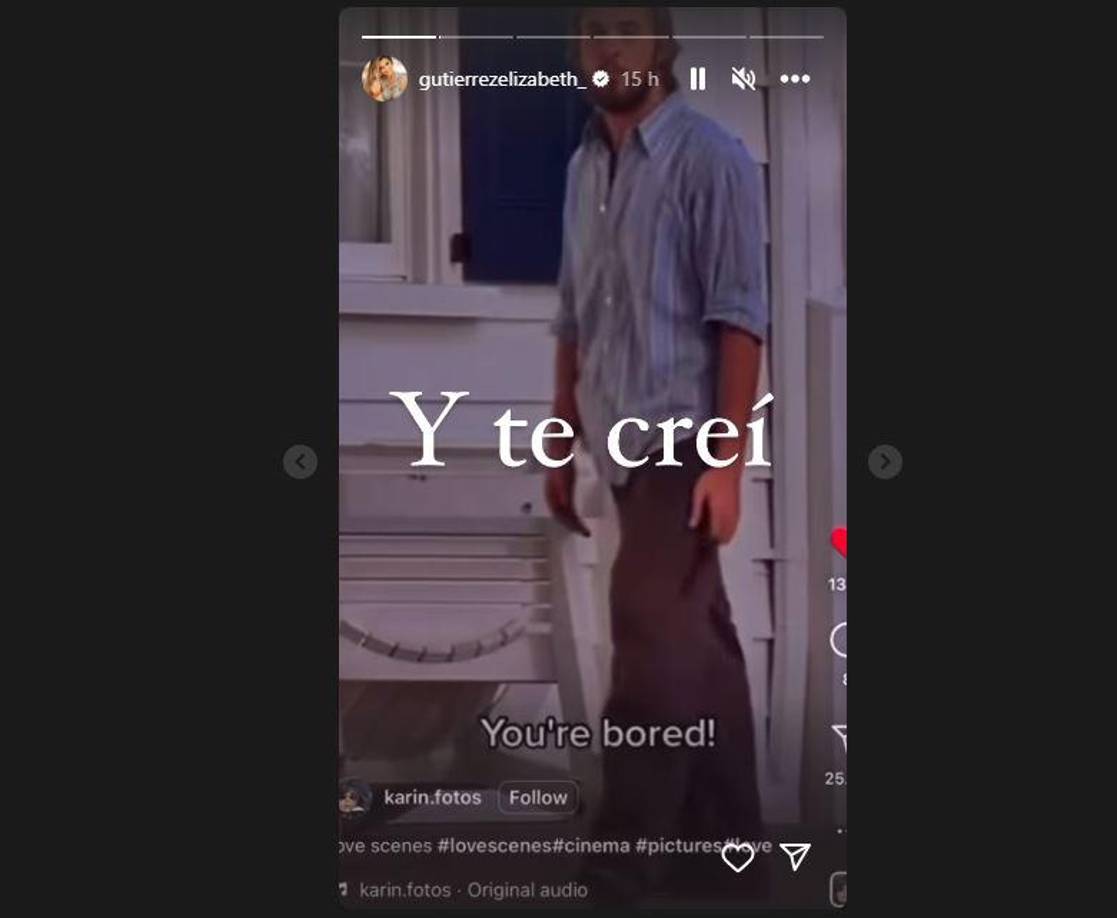 De igual forma, compartió un video de una escena de la película “The Notebook” con la frase: “Y te creí”.