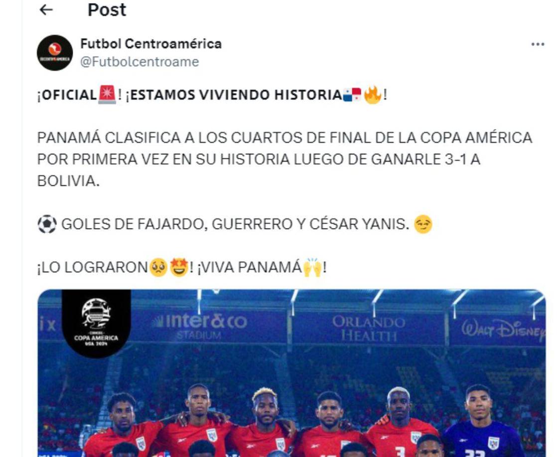 ”Estamos viviendo historia”, señaló Fútbol Centroamérica. 
