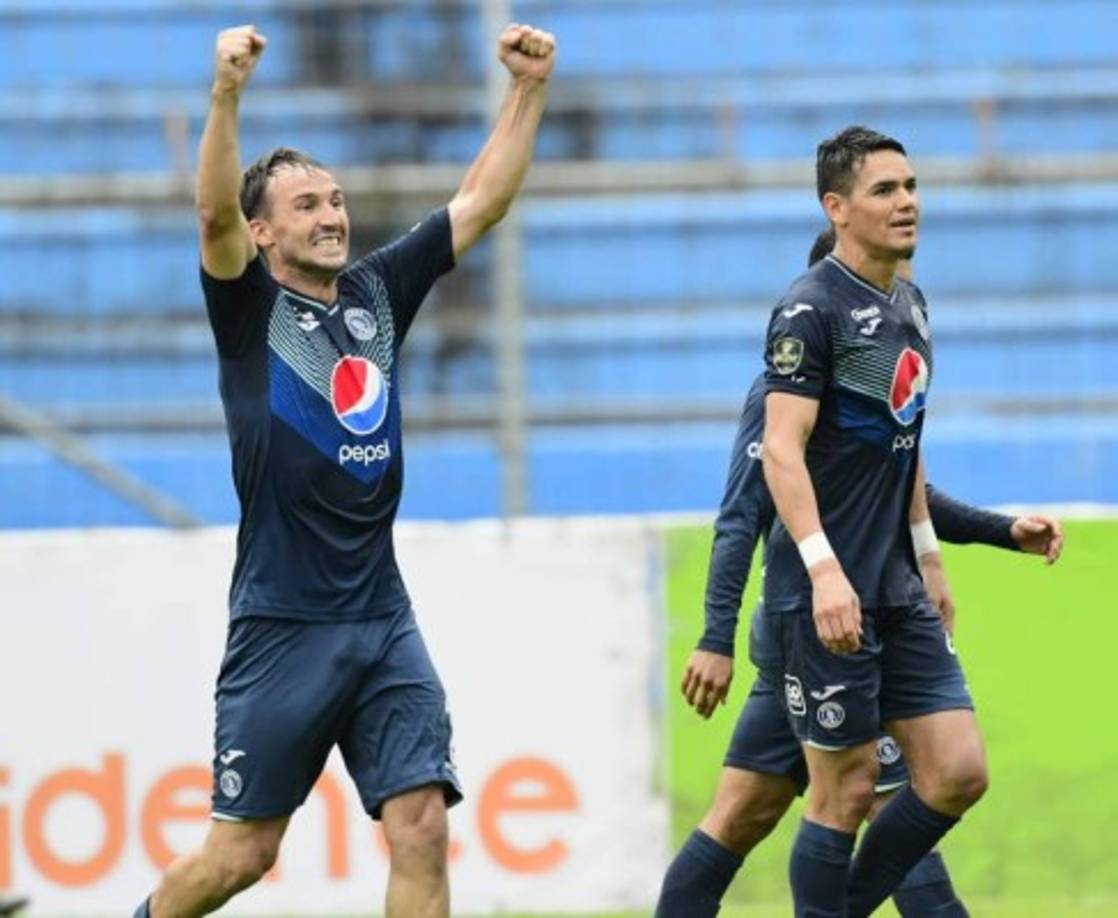 La eufórica celebración del héroe de Motagua en el clásico: Gonzalo Klusener.