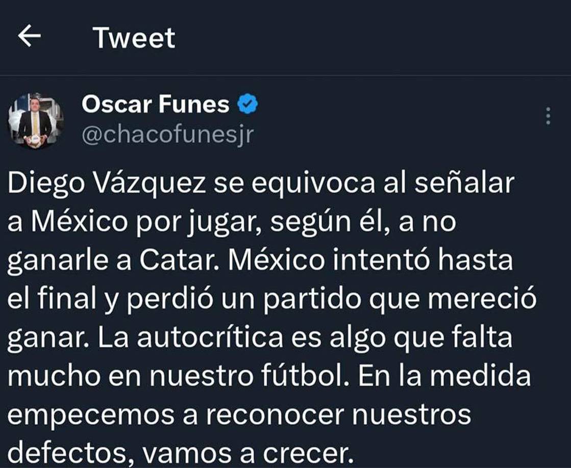 Óscar Fúnes dio su punto de vista sobre las palabras de Diego Vázquez.