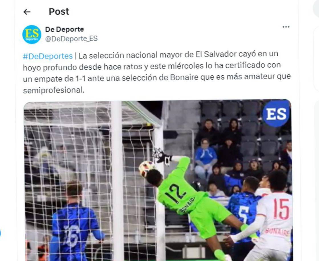 Prensa salvadoreña reaccionó molesta con su selección ya que no le pudo ganar a la débil Bonaire, que es más amateur que semi-profesional.
