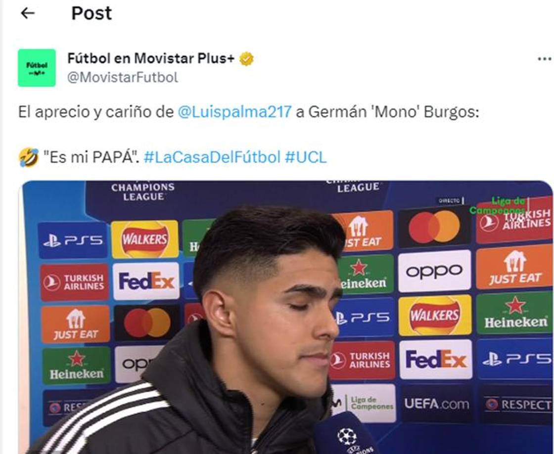 Tras el juego, Movistar entrevistó a Luis Palma y el hondureño destacó al entrenador argentino Mono Burgos.