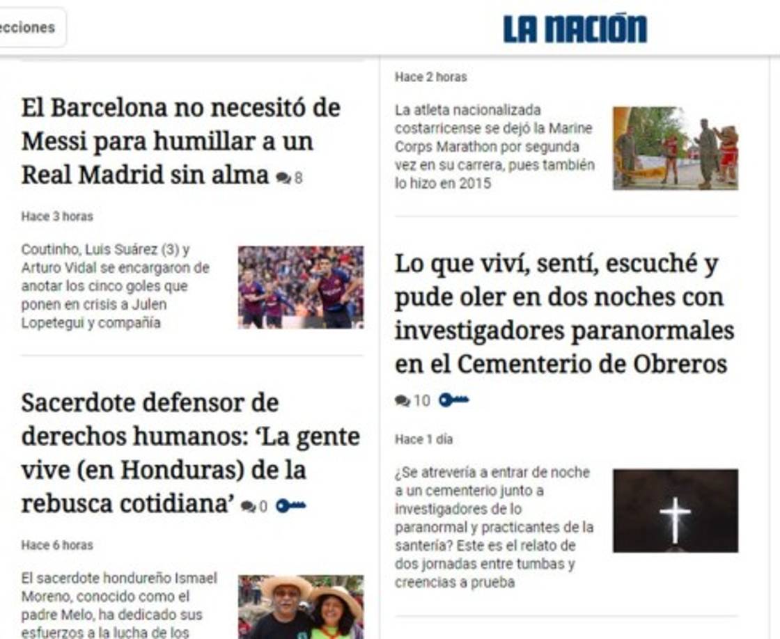 La Nación de Costa Rica: 'El Barcelona no necesitó de Messi para humillar a un Real Madrid sin alma'.