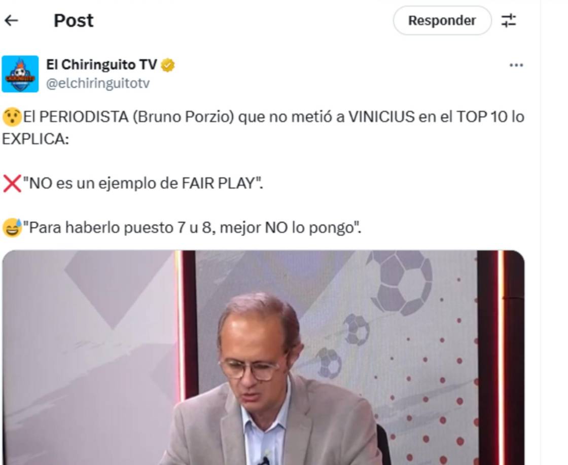 En El Chiringuito de Jugones informaron sobre la elección del periodista salvadoreño Bruno Porzio. 