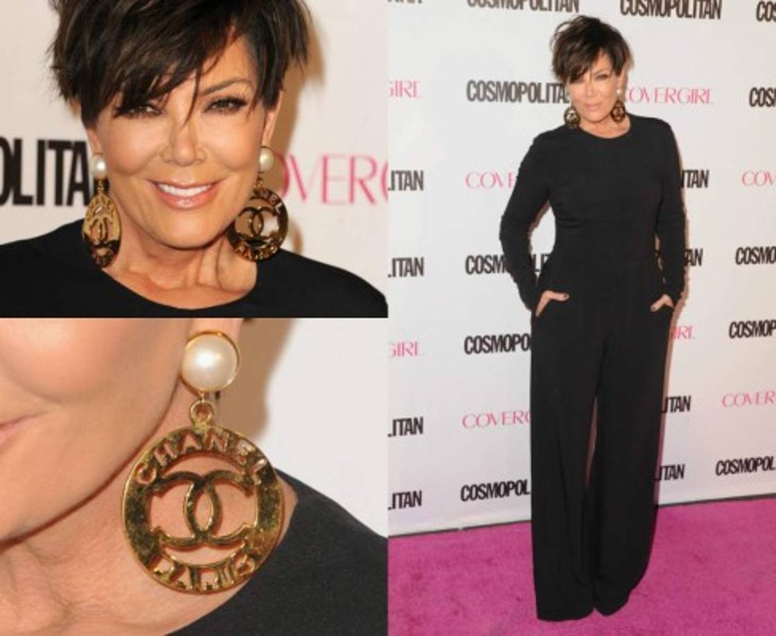Kris Jenner llegó con unas argollas estilo Channel.