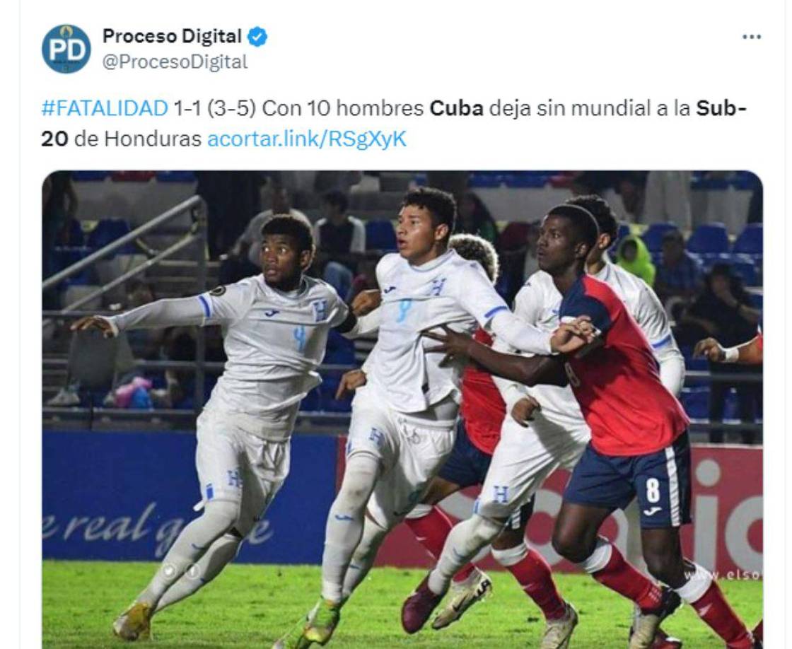 ”Fatalidad”, fue otro de los mensajes sobre lo ocurrido con la Sub-20 de Honduras.