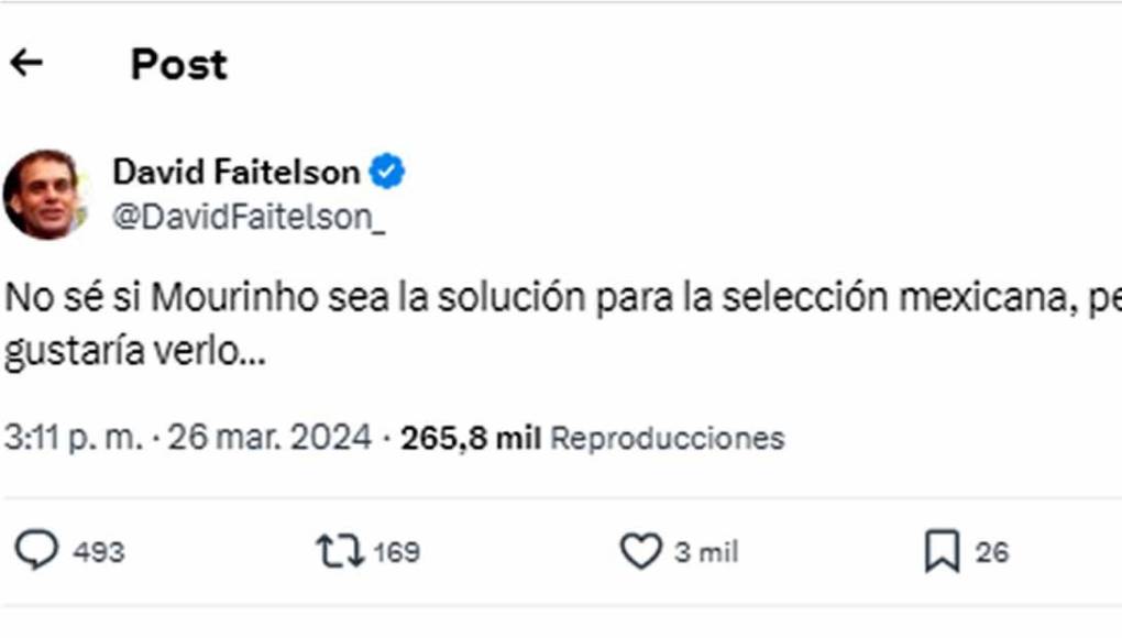 El periodista aclaró que no está seguro si sería la solución que necesita el conjunto azteca, pero dijo que le gustaría verlo probar ya que es un entrenador “de otra dimensión”.