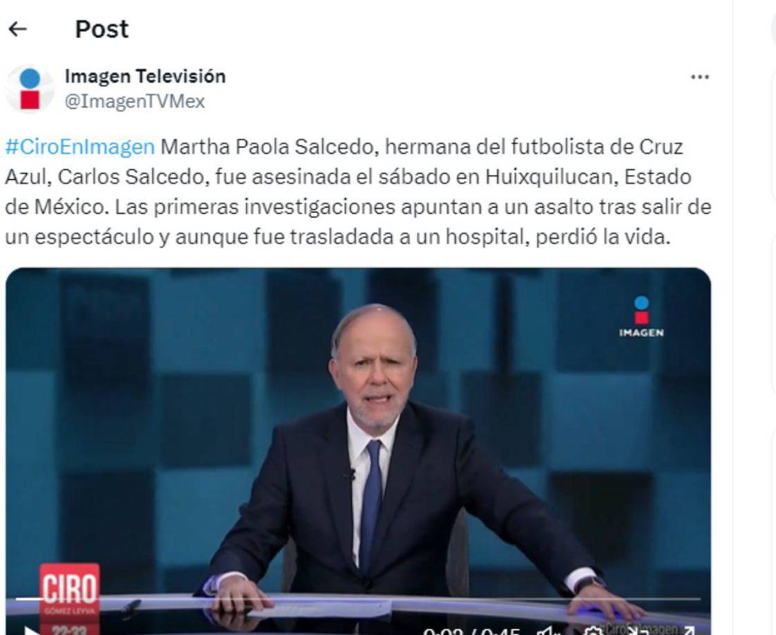 Paola Salcedo fue atacada con un arma de fuego en un predio de Huixquilucan, Estado de México; el sábado 29 de julio acudió a una función de circo en compañía de su hijo y una asistente doméstica, al exterior del evento recibió unos impactos, los cuales le generaron heridas mortales.