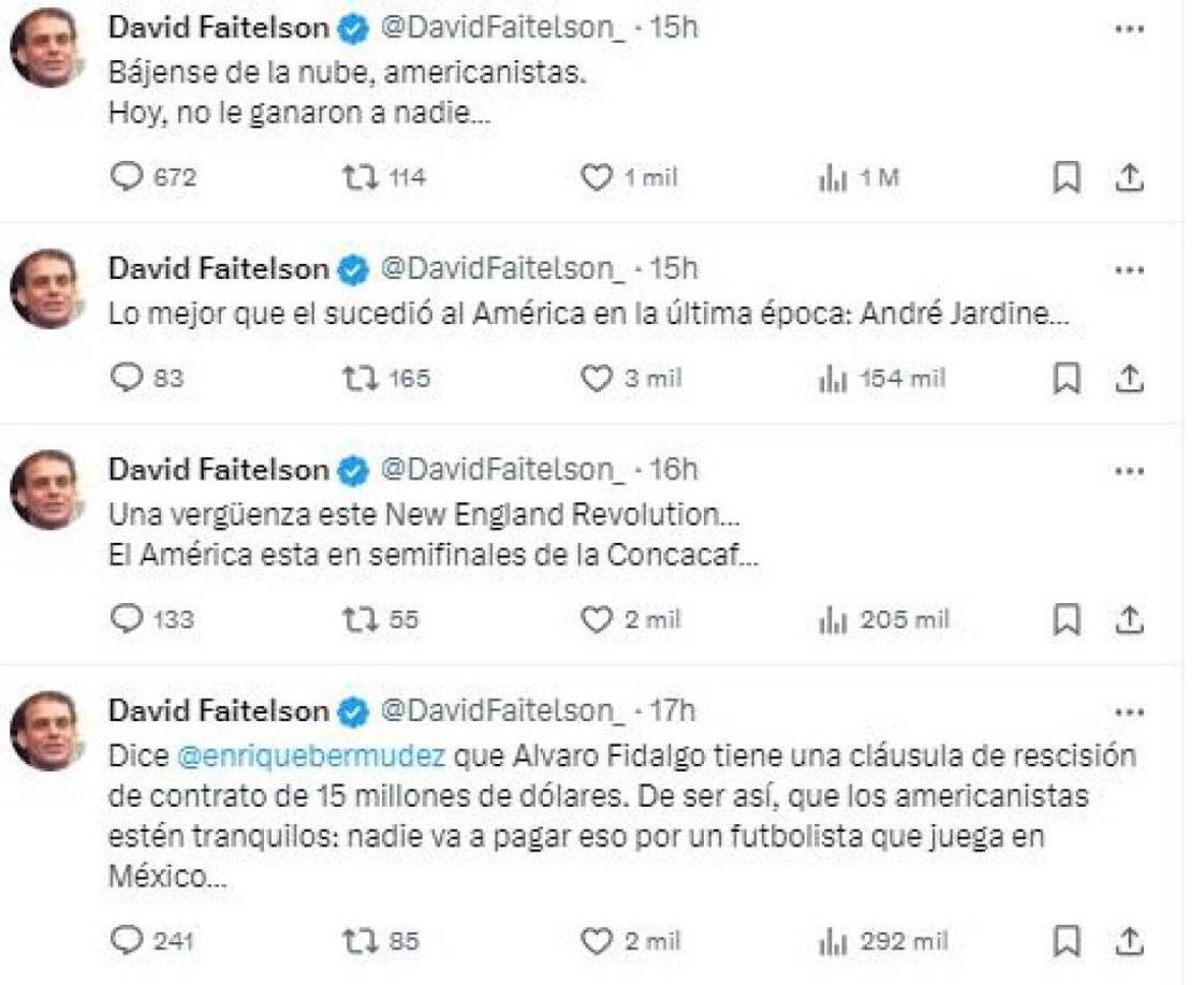 “Bájense de la nube, americanistas. Hoy, no le ganaron a nadie...”, comentó Faitelson en sus redes sociales.