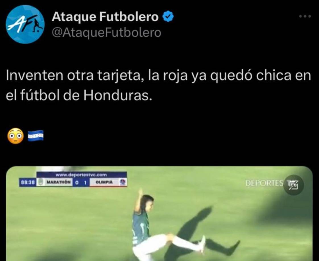 ”Inventen otra tarjeta, la roja ya quedó chica en el fútbol de Honduras.”