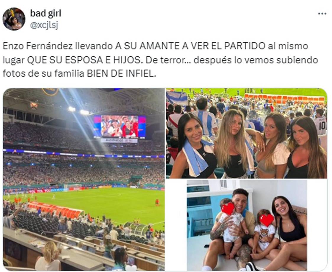 Los usuarios de las redes sociales no se han quedado callados y han compartido diferentes versiones sobre la supuesta infidelidad de Enzo Fernández, aunque no hay pruebas que confirmen estas versiones.