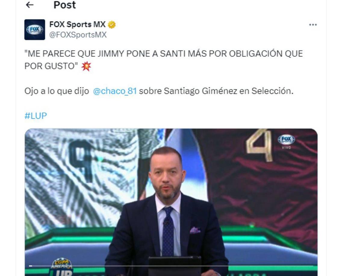 Chaco también arremetió contra el entrenador Jaime Lozano del Tricolor. 