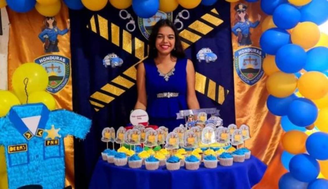  FOTOS  Hondureña celebra cumpleaños con fiesta temática de la Policía Nacional