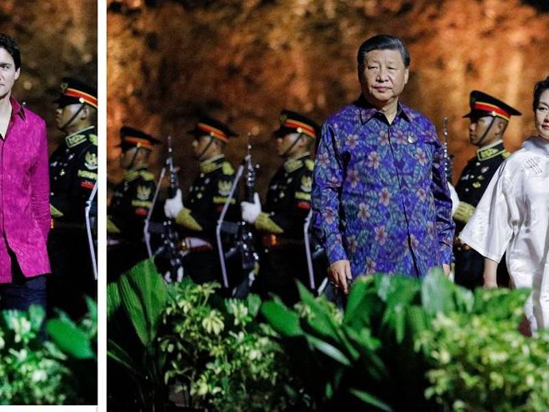 Los líderes del G20 se vistieron con las tradicionales camisas indonesias batik para asistir hoy a una cena de gala en la primera jornada de la cumbre que se celebra en la isla de Bali (Indonesia).