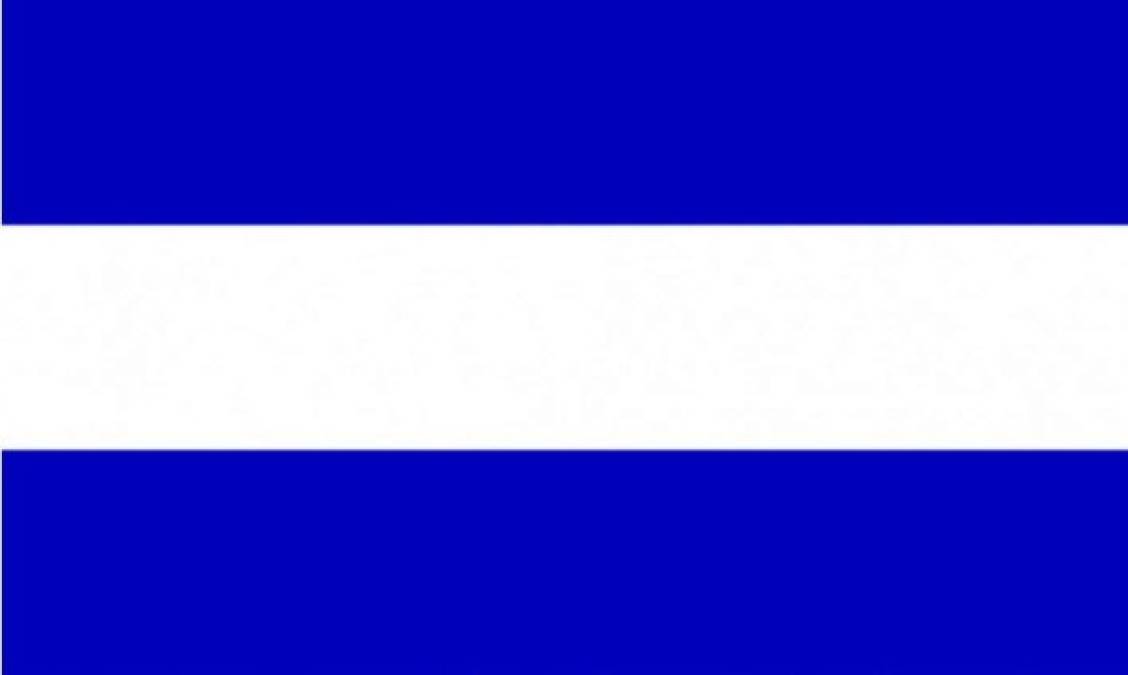 1839 - 1866 Bandera de Honduras que constaba de tres franjas horizontales, dos de color azul fuerte y una blanca en el centro de las azules.