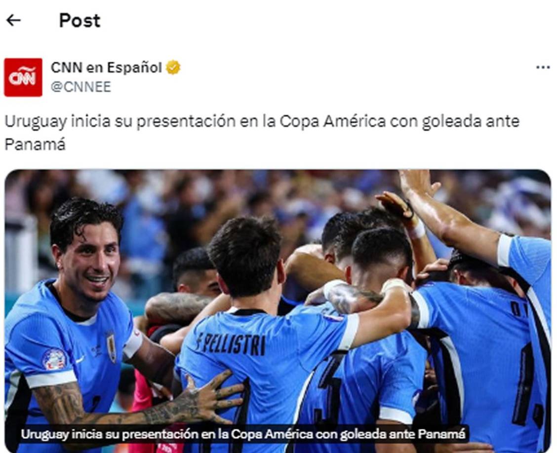 CNN - “Uruguay inicia su presentación en la Copa América con goleada ante Panamá”.