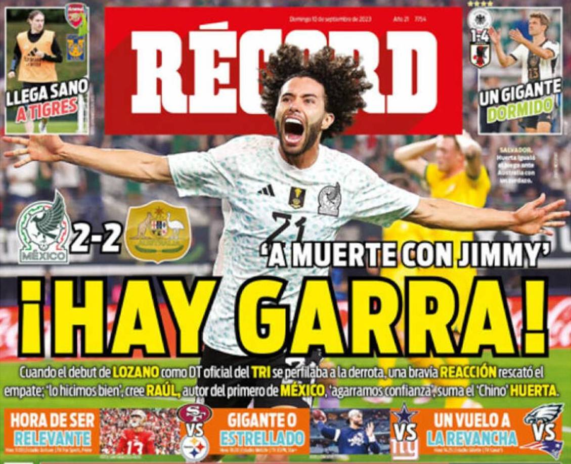 ”A muerte con Jimmy. ¡Hay garra!”, fue la portada del medio Récord. 