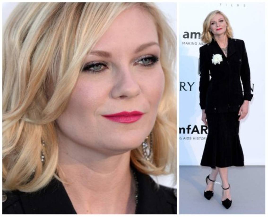 La actriz Kirsten Dunst presume su elegante vestido negro.