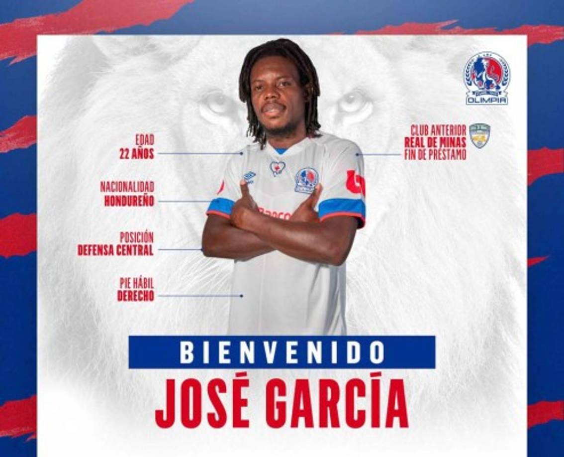 José García: El Olimpia hizo oficial la llegada del defensor hondureño. Vuelve al club albo tras su paso por Real de Minas.