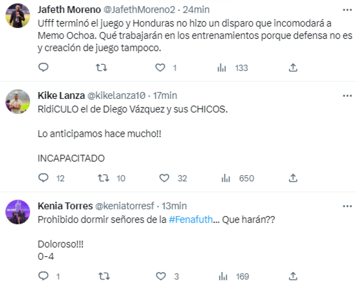 ”Ridículo” y “prohibido dormir en la Fenafuth”, fueron otros de los comentarios de periodistas catrachos.