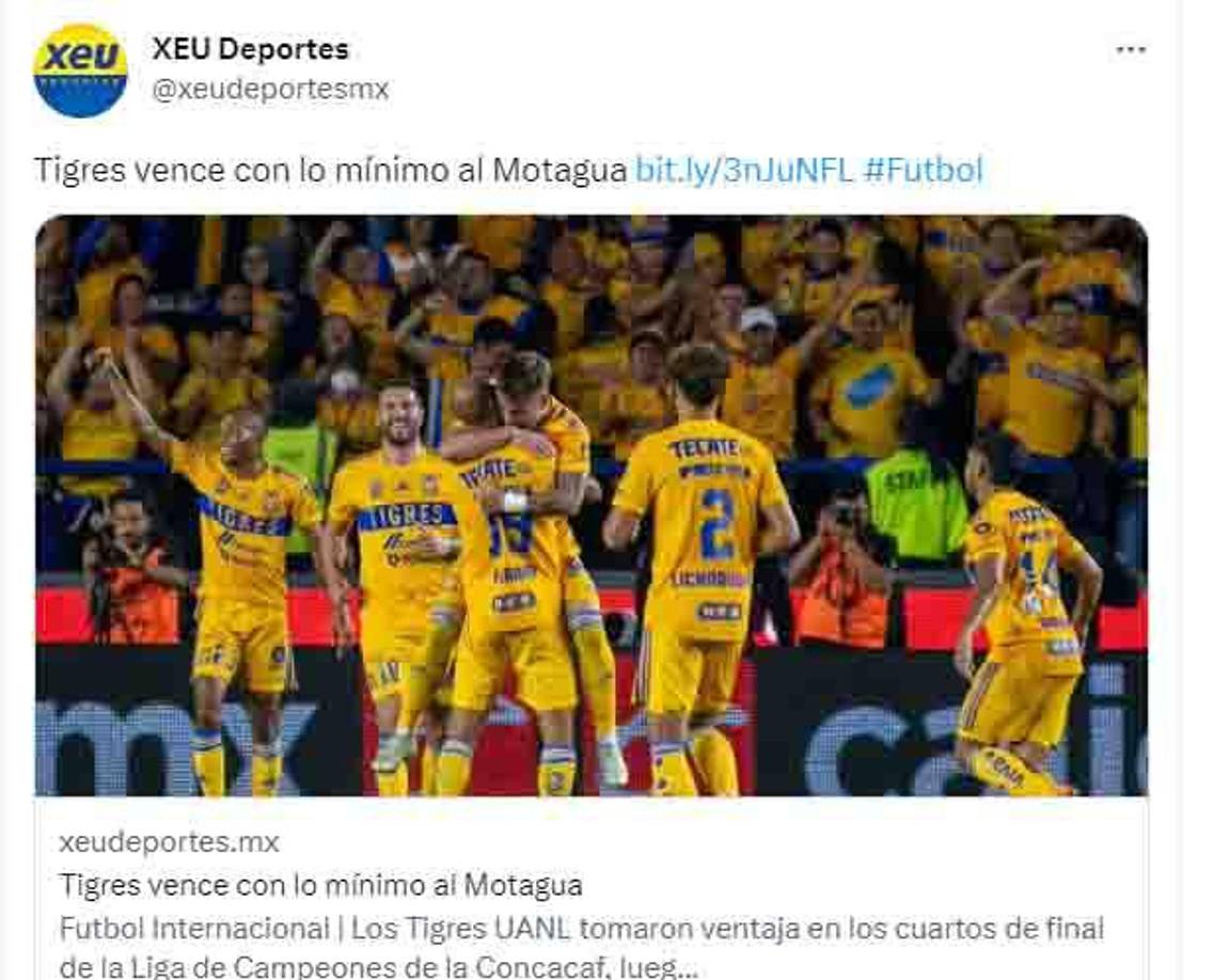 “Tigres vence con lo mínimo al Motagua”, señalan en México.