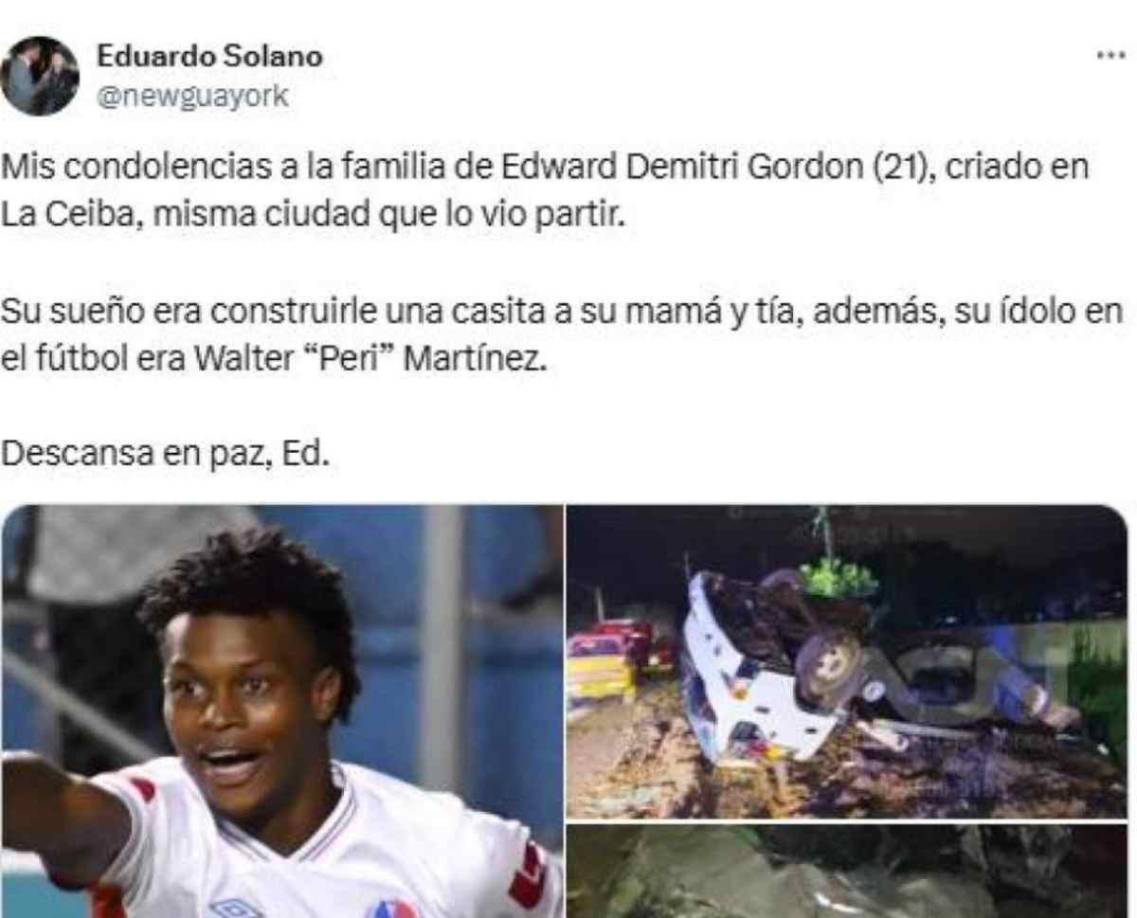 El periodista Eduardo Solano le envió condolencias a la familia del difunto jugador y revela que su sueño era “construirle una casita a su mamá y tía”.