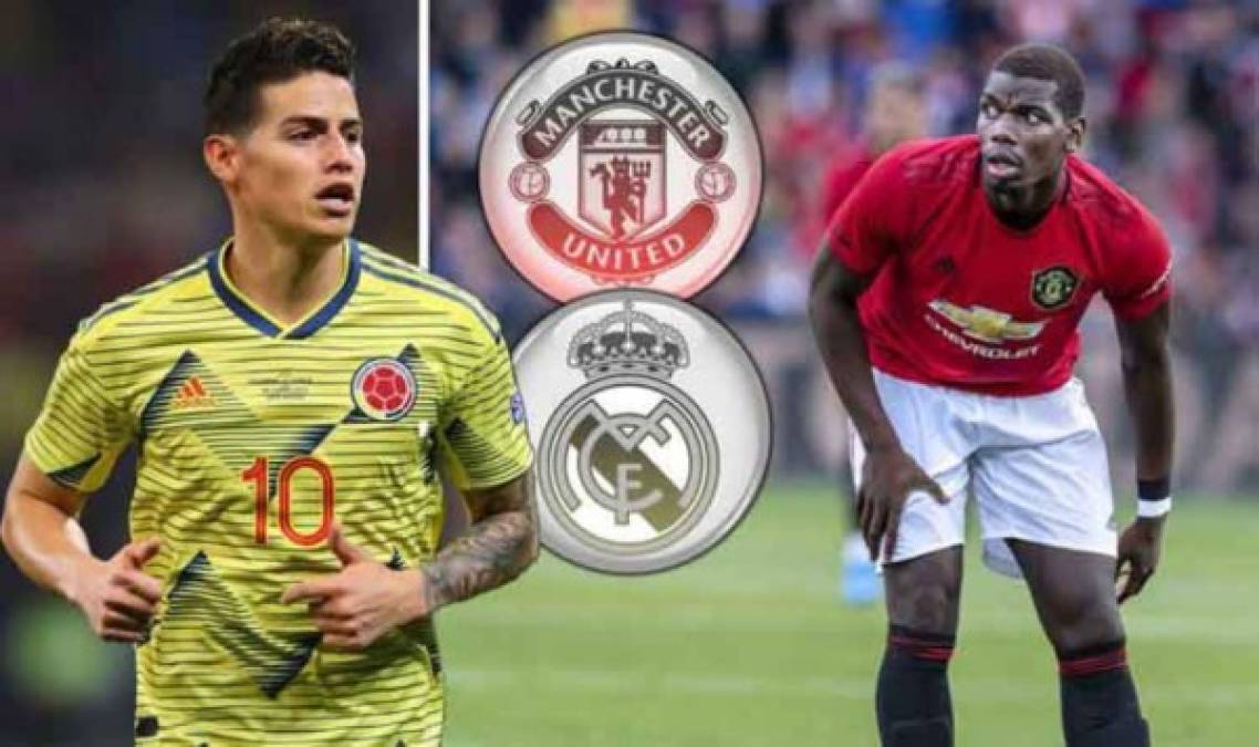 El Manchester United ha rechazado una oferta del Real Madrid que incluye a James Rodriguez más 30 millones de euros a cambio de Pogba. El club madridista está dispuesto a deshacerse del jugador colombiano a cambio de Pogba.