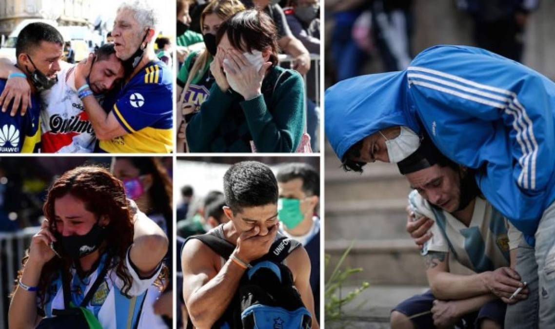 Los aficionados argentinos lloraron la muerte de Diego Maradona y lo despidieron con mucha tristeza en la Casa Rosada del Gobierno en Buenos Aires.