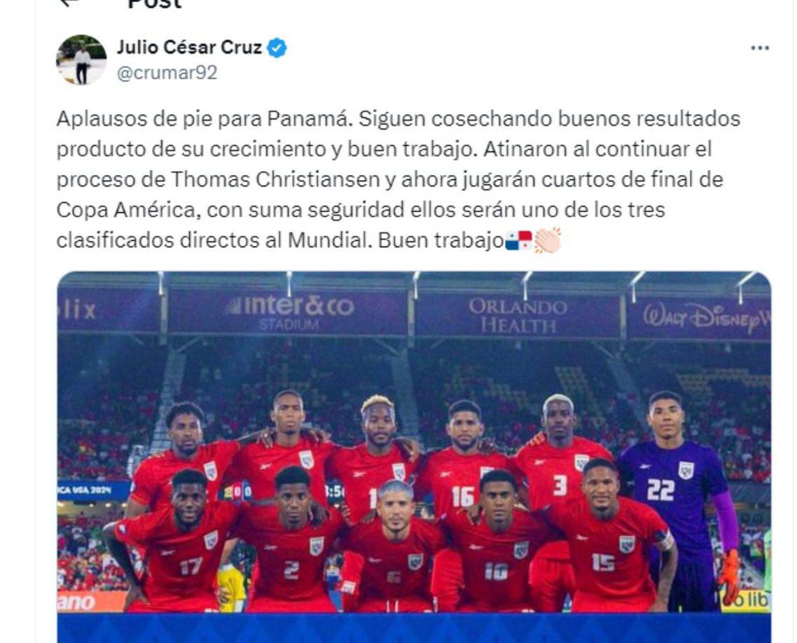 Julio Cruz de Honduras alabó a Panamá: “Con suma seguridad ellos serán uno de los tres clasificados directos al Mundial.”