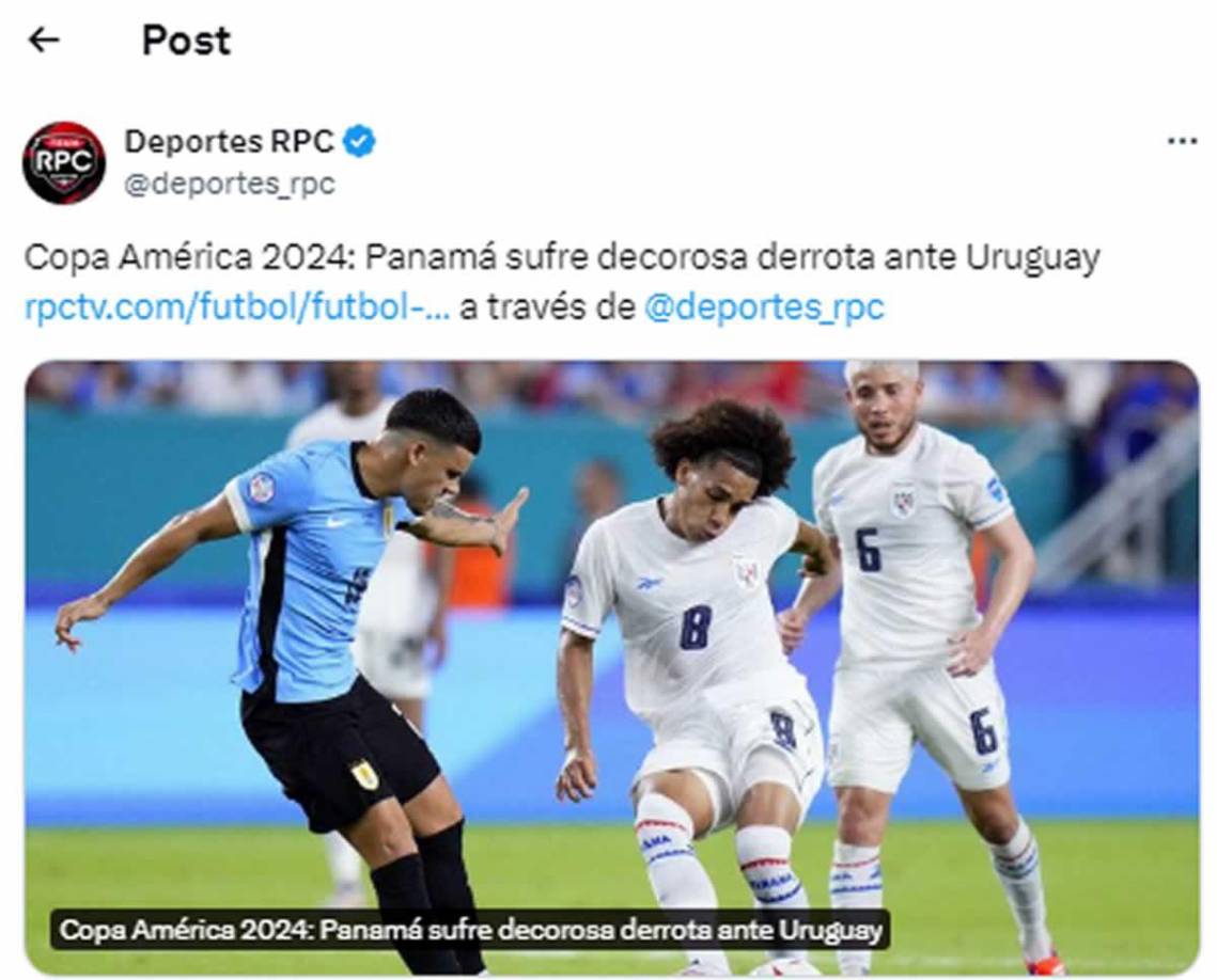 Deportes RPC - “Copa América 2024: Panamá sufre decorosa derrota ante Uruguay”.