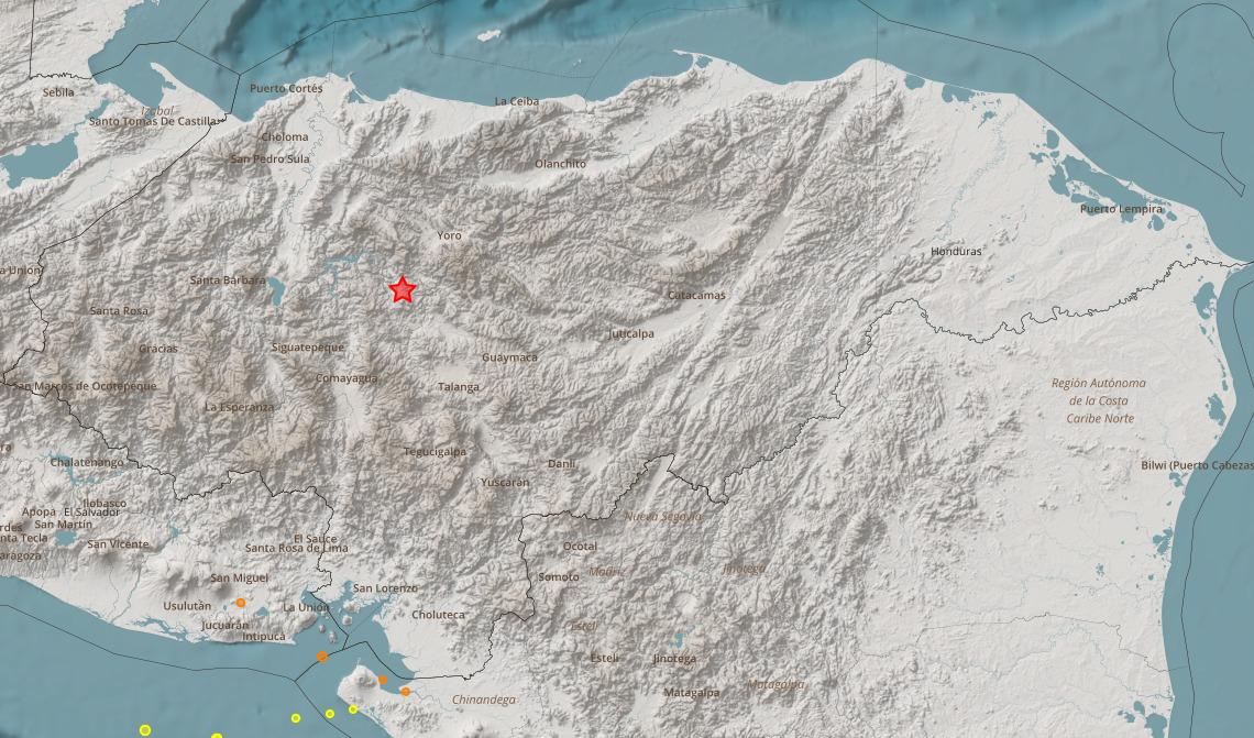Sismo de magnitud 3,7 se registró en el centro de Honduras