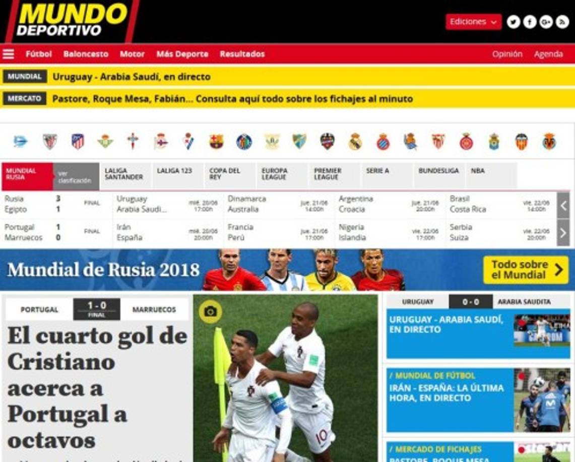 Mundo Deportivo de Barcelona, España.