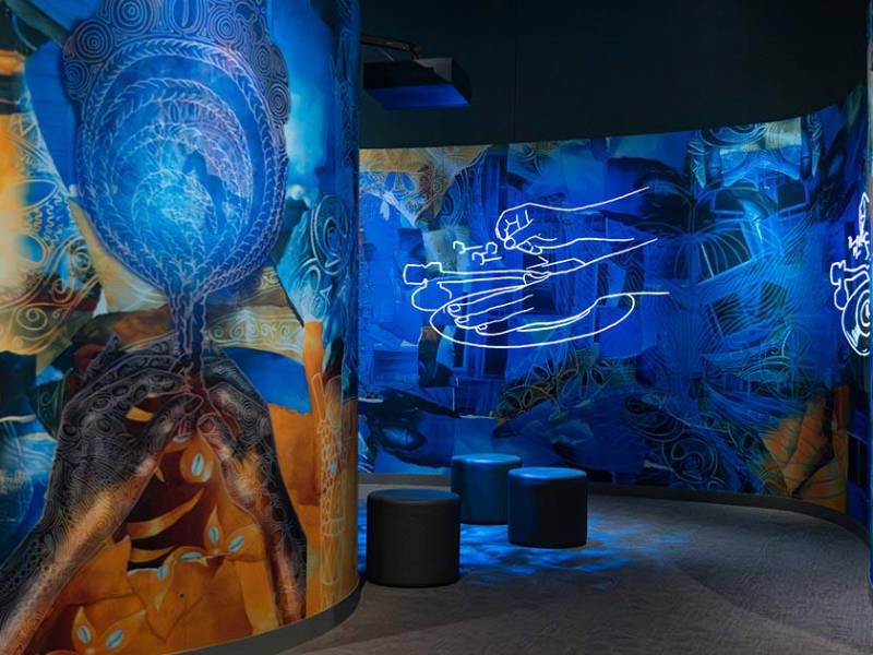 Una instalación de Daniel Minter en el Museo Nacional de Historia y Cultura Afroestadounidense del Smithsonian. (Maansi Srivastava para The New York Times)