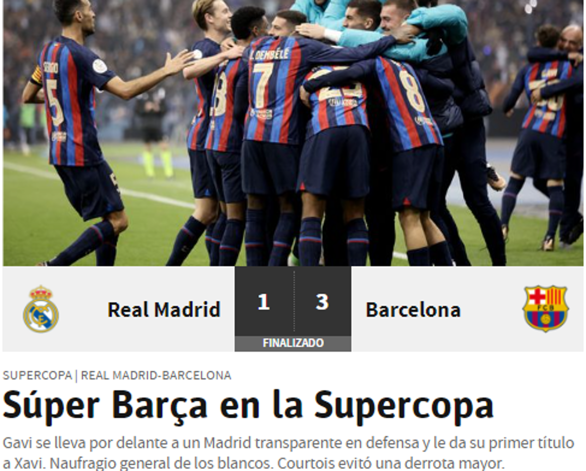 Diario As de España: “Súper Barça en la Supercopa”