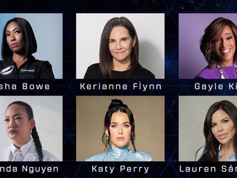 Además de Katy, las presentadoras y periodistas Gayle King y Lauren Sánchez -prometida de Jeff-, la ex cohetóloga de la NASA, Aisha Bowe, la investigadora Amanda Nguyen y la productora de cine Kerianne Flynn también formarán parte de la misión