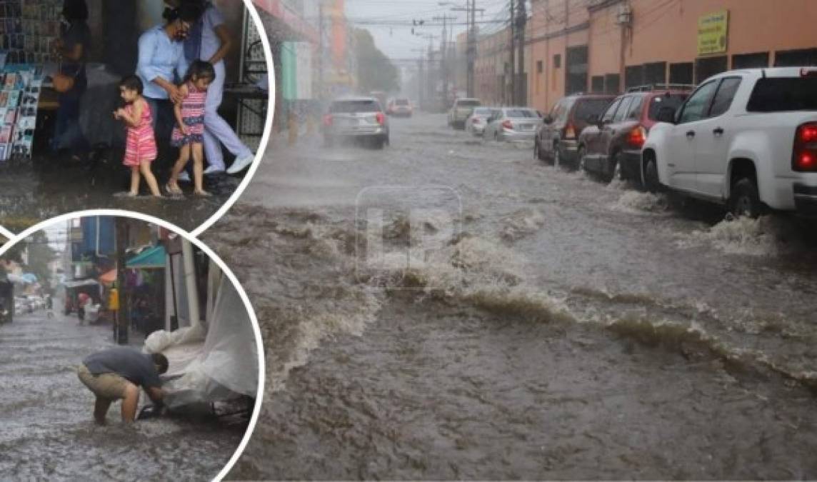 Lluvias que duraron aproximadamente una hora causaron estragos en la ciudad de San Pedro Sula, norte de Honduras.
