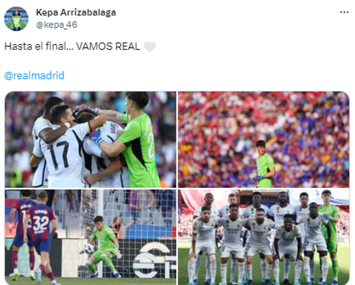 ”Hasta el final, vamos Real”, fueron las palabras de Kepa, que disputó su primer Clásico español con victoria.