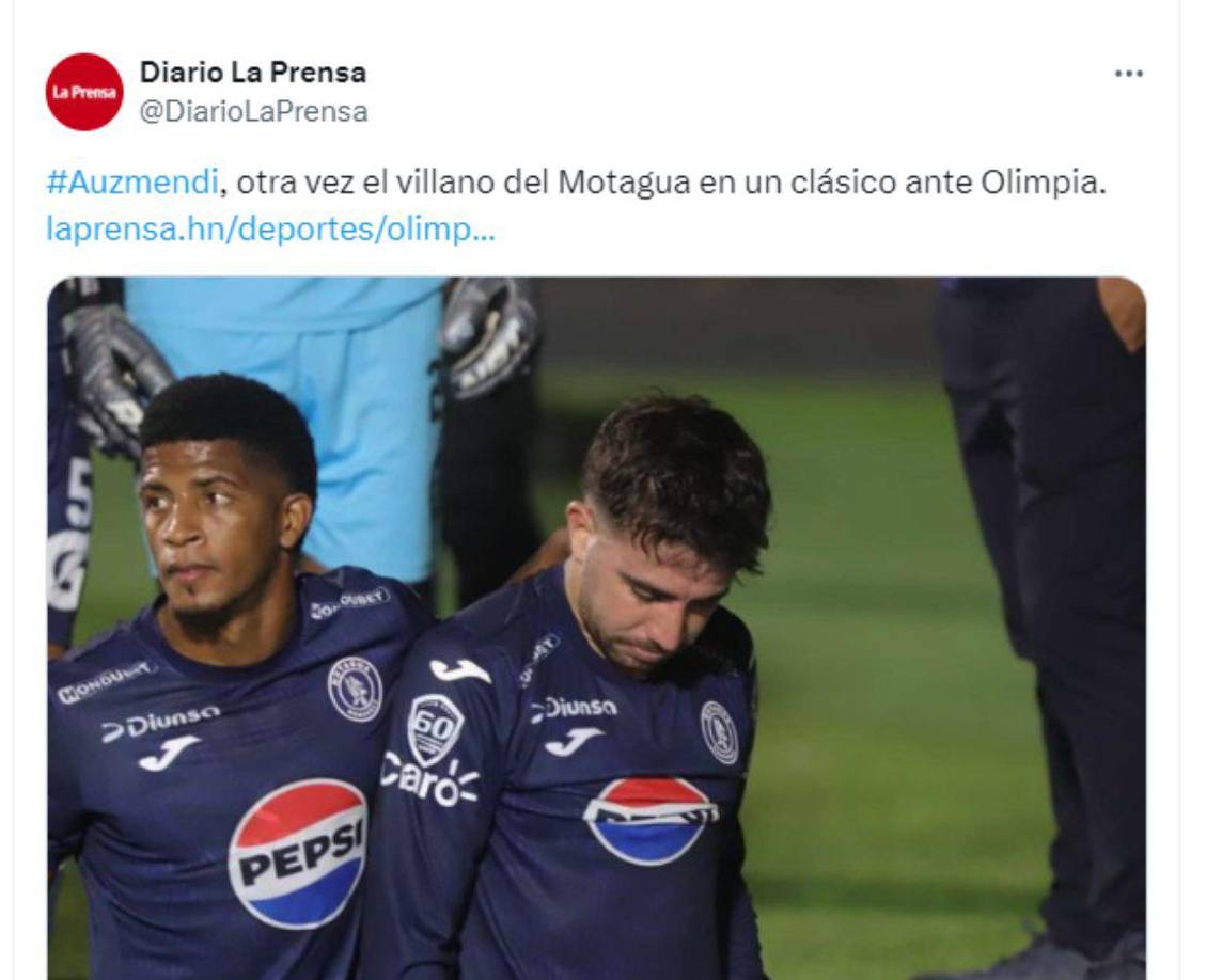 ”Auzmendi, otra vez el villano del Motagua en un clásico ante Olimpia”, señalamos en Diario LA PRENSA.
