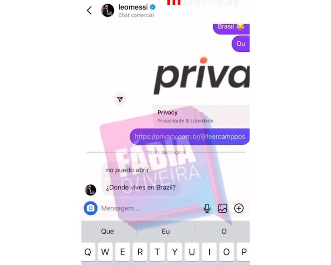 El supuesto mensaje donde Messi le pide a Fernanda su dirección .