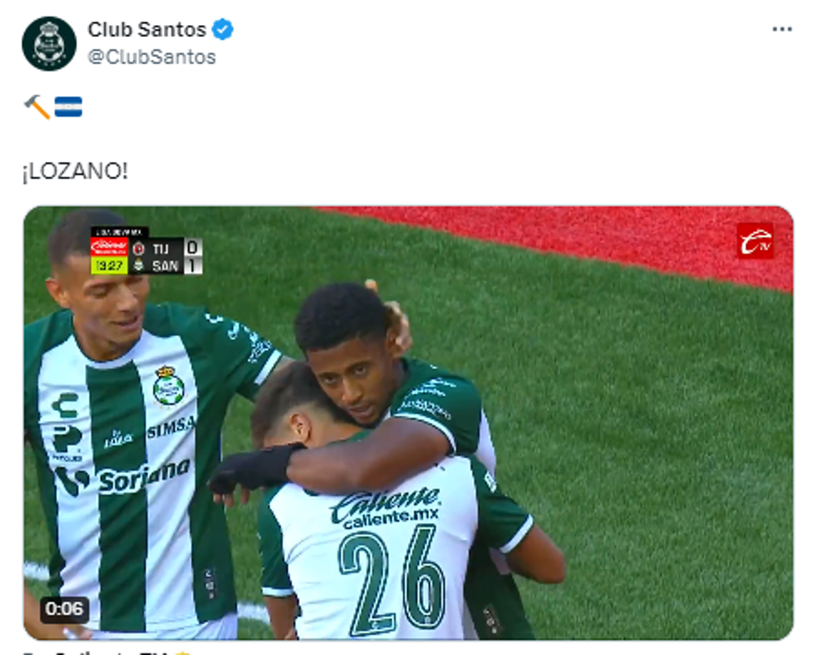 Así reaccionó el Santos tras el nuevo gol del hondureño. 