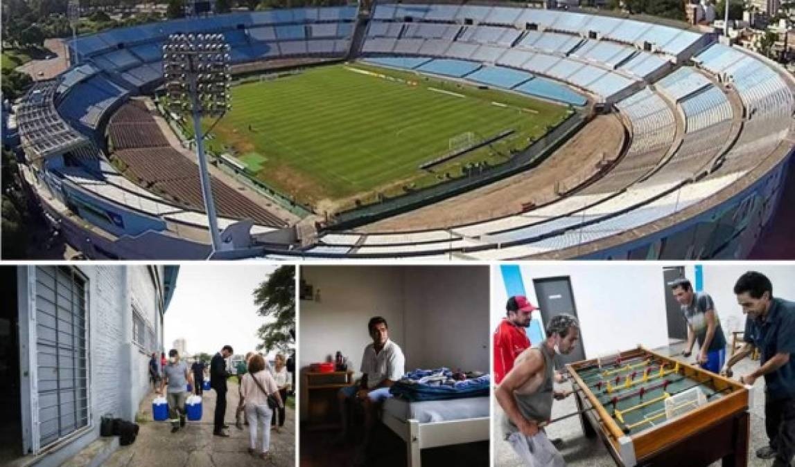 El emblemático estadio Centenario de Montevideo abrió sus puertas para albergar a personas sin hogar y con diferentes problemas físicos ante la amenaza del coronavirus en Uruguay. Fotos EFE