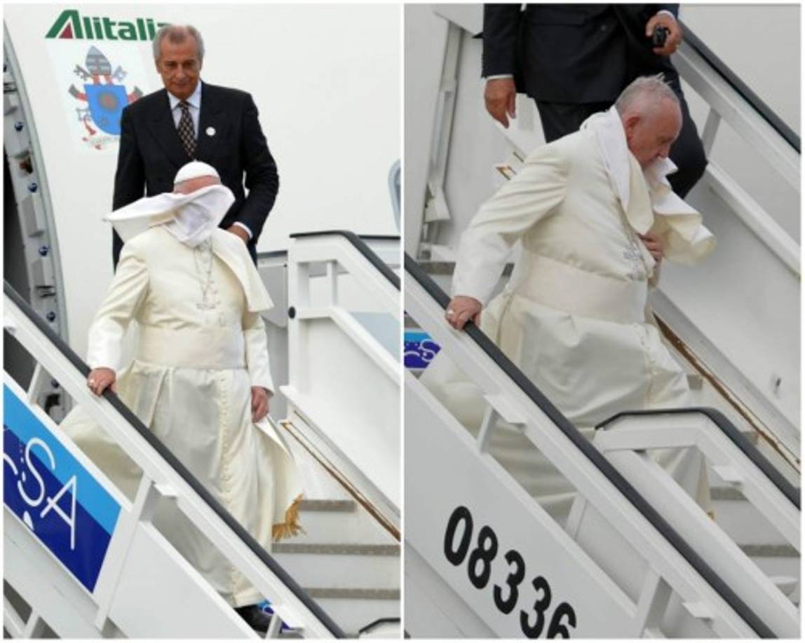 Había mucho viento al bajar del avión en Cuba.