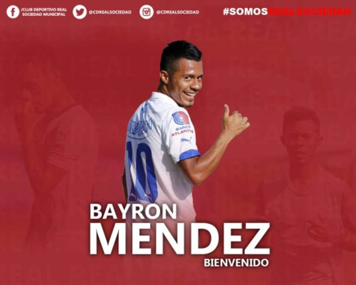 Bayron Méndez: El experimentado mediocampista hondureño es nuevo refuerzo de la Real Sociedad de Tocoa. Llega procedente de la segunda división de Guatemala. <br/>