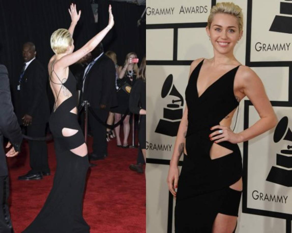 Miley Cyrus muy sexy completamente de negro.