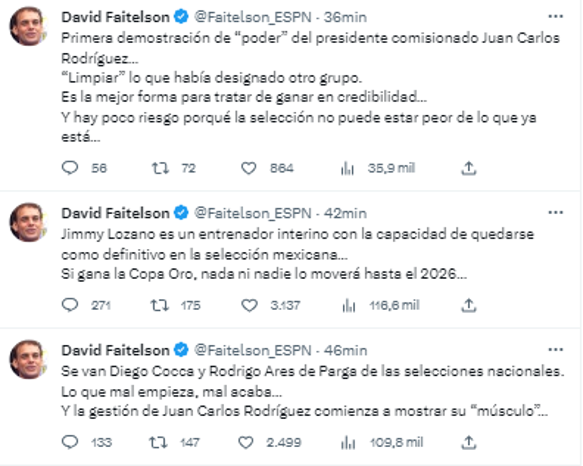 Por su parte, David Faitelson realizó un análisis sobre el despido de Diego Cocca y el nuevo técnico interino