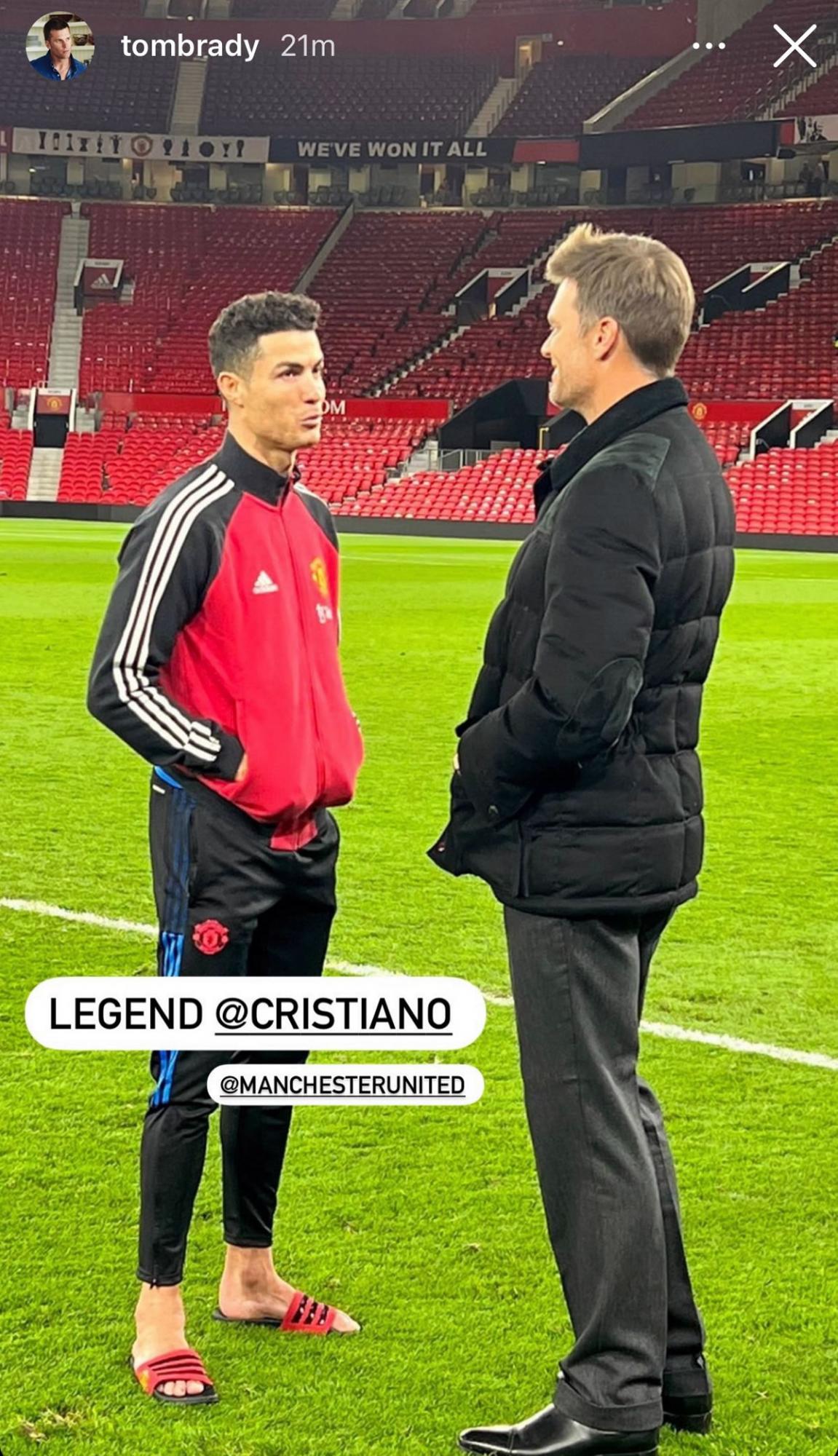 “Leyenda”, así escribió Tom Brady sobre Cristiano Ronaldo en Instagram con esta imagen que subió.